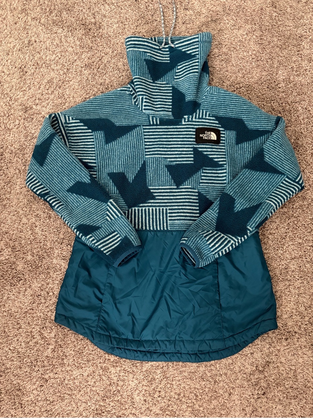 The North Face Ritt Cowl Blue Pullover Sz Medium Women's Fleece Sweater Hoodie